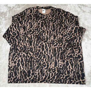Nike Sportswear Phoenix Fleece Leopard Print Oversized Sweatshirt Womens L NWOT